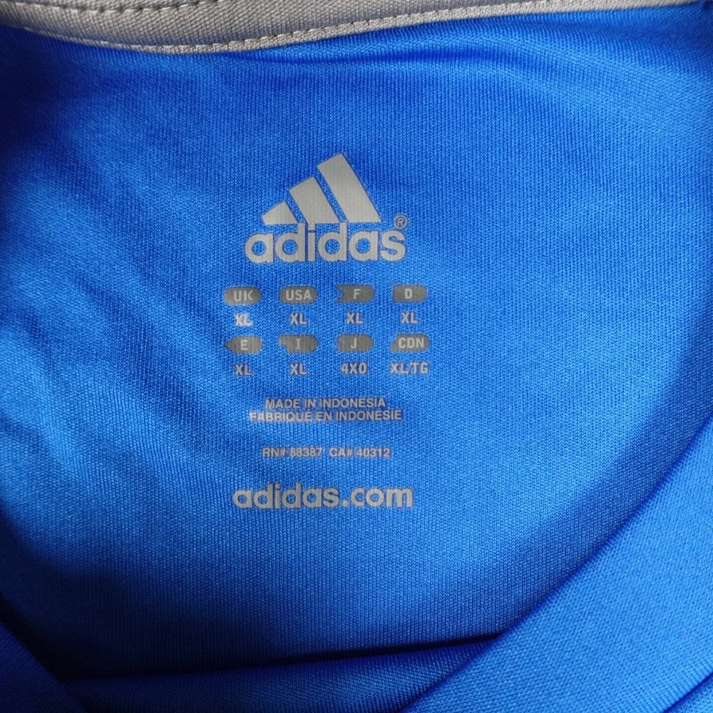 Adidas Shirt Mens Extra Large Blue Short Sleeve Performance Athletic Z75625